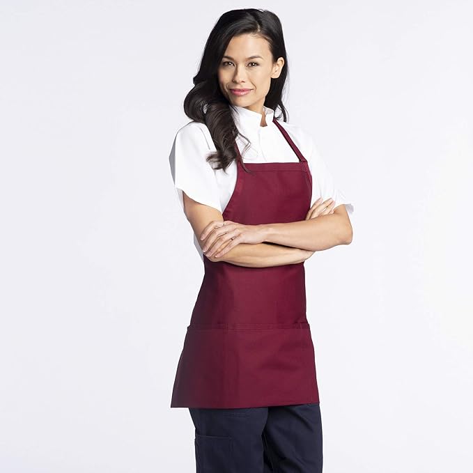 Uncommon Threads Unisex Adjustable 3 Pocket Restaurant Bib Apron