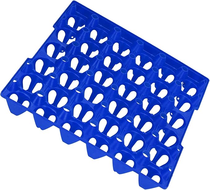 30 Cell Plastic Egg Flats, 5PCS Egg Crates Holder Tray for Storage and Transportation, Durable Reusable Design - Stackable, Space Saving, Ideal for Home and Farm Use (Blue)