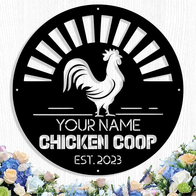Custom Chicken Coop Metal Sign, Personalized Chicken Coop Sign for Outside, Custom Metal Hen House Farm Signs, Chickens Hen House Farmhouse Wall Art Decor