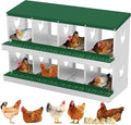 Chicken Nesting Box, 8 Holes Steel Chicken Nesting Boxes for Chicken Coop, Large Vented Holes Chicken Laying Boxes with Rollout Egg Collection, Wall Mount Coops for Chickens, Hens, Green