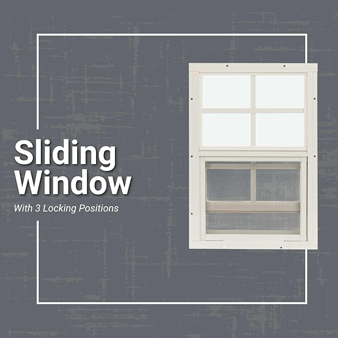 Shed Windows 12x18 (2-Pack) | Sliding Windows with Tempered Glass & Screens | Flush Mount, White Aluminum Frames for Sheds, Chicken Coops & Playhouses
