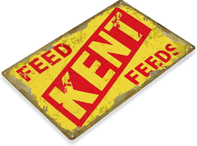 TIN Sign Kent Feeds Retro Rustic Feed Seed Store Farm Barn Sign Retro Wall Home Bar Pub Vintage Cafe Decor, 8x12 Inch