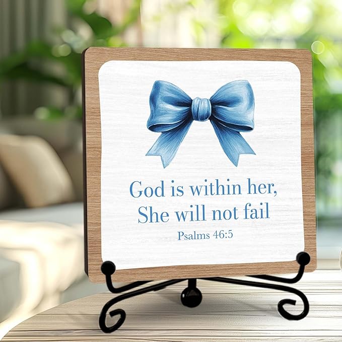 Home Living Room Table Decor, Christian Gifts, Boho Office Decorations, God Is Within Her She Will Not Fall, Coquette Decoration, Christian Girl Room Decor -A07