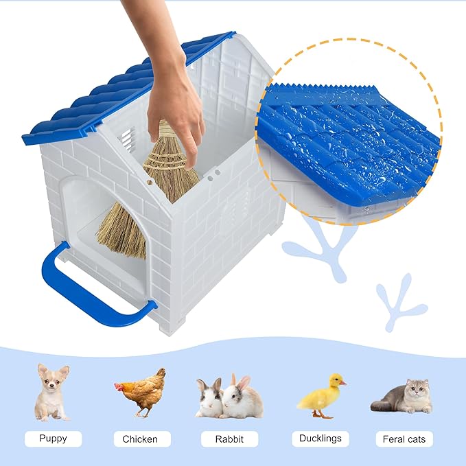 Chicken Nesting Box, Waterproof Hens Nesting Boxes with Chicken Nesting Pads for Laying Eggs, Wall Mount Nesting Boxes for Chickens, Duck, Rabbit, Poultry (Blue)