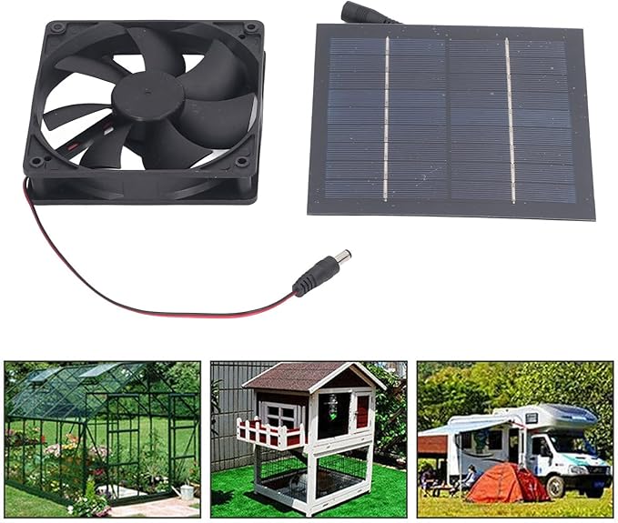 Zunate Solar Powered Fan, 20W IP65 Solar Panel Fan Kit, Window Exhaust for Outside Small Chicken Coops Greenhouses