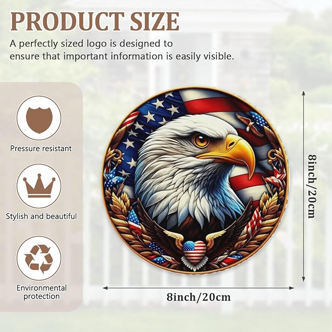 United States 250th Anniversary Round Metal Signs, Patriotic Eagle Home Decor Wall Signs, 1776-2026 America 250th Decorative Wall Signs, Gift for US Citizens