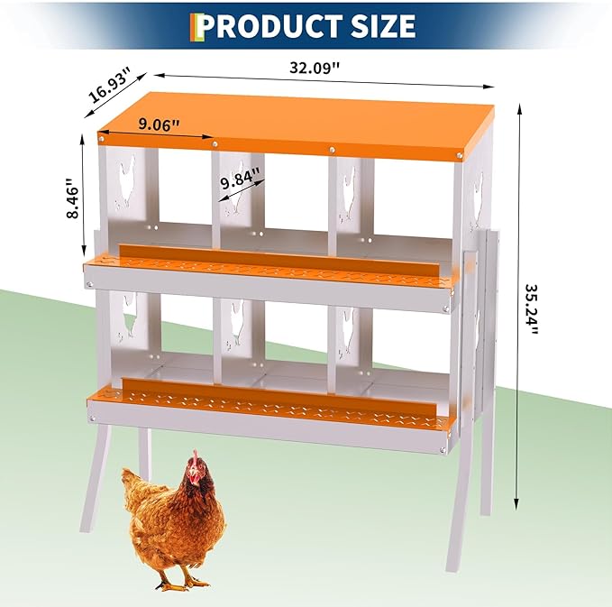 Nesting Boxes for Chickens - 6-Hole Premium Laying Boxes for Hens | Features Anti-Peck Design, Protecting Eggs & Space-Saving Style | Durable Nesting Box for Easy Egg Collection and Happy Hens