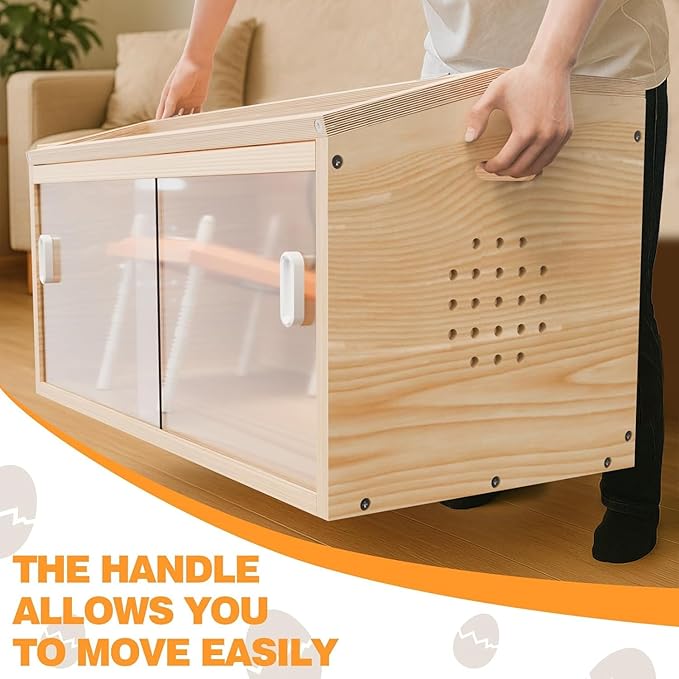 Brooder Box for Chicks(32x16x16 Inches) with Heating Plate Brooder Heater for Chick Brooder with Sliding Door Indoor Accommodates Up to 15 Chicks - Ideal for Chickens Ducks Quails Hamsters(Wooden)