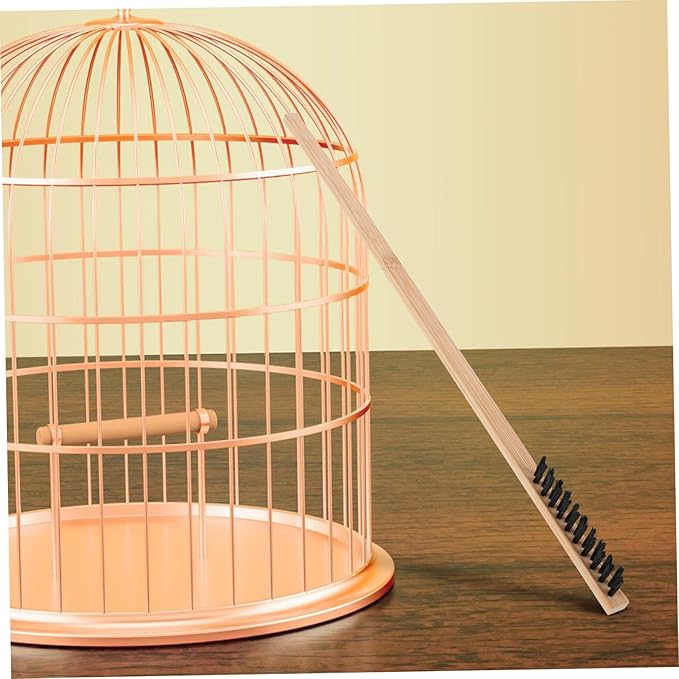 Mikikit 2pcs Effortless Bird Cage Cleaning Set Includes Brush Scoop Stainless Steel Construction Ergonomic Handle