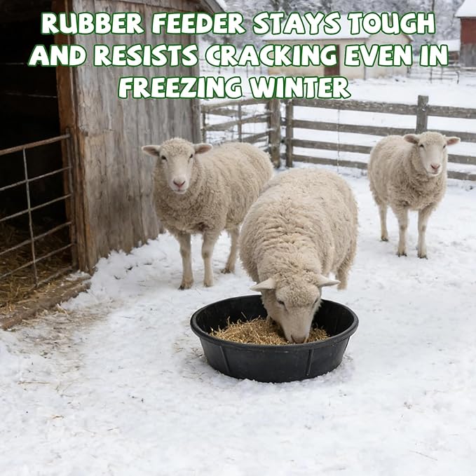 4 Pcs Rubber Feed Pan 3 Gallon and 2 Gallon Horse Feed Bucket Utility Feed Bucket Rubber Bowl Chicken Dust Bath Livestock Water Bowl for Pig Goat Chicken Dogs Farm Small Animal