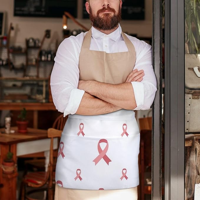 Server Waist Aprons Waitress Unisex Chef Works Half Apron with 3 Pockets