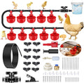 Complete Automatic Chicken Watering System with Quick-Connect Large Cups, 32.8ft Pipeline & Float Valve – 10 Red Cups, Removable & Washable