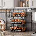 Egg Basket for Countertop, Egg Holder Countertop with 5 Dividers & Labels, 3 Tier Stackable Wire Storage Baskets to Keep Eggs Organized, Optimized Height Egg Storage for Coutertop Cabinet, Black