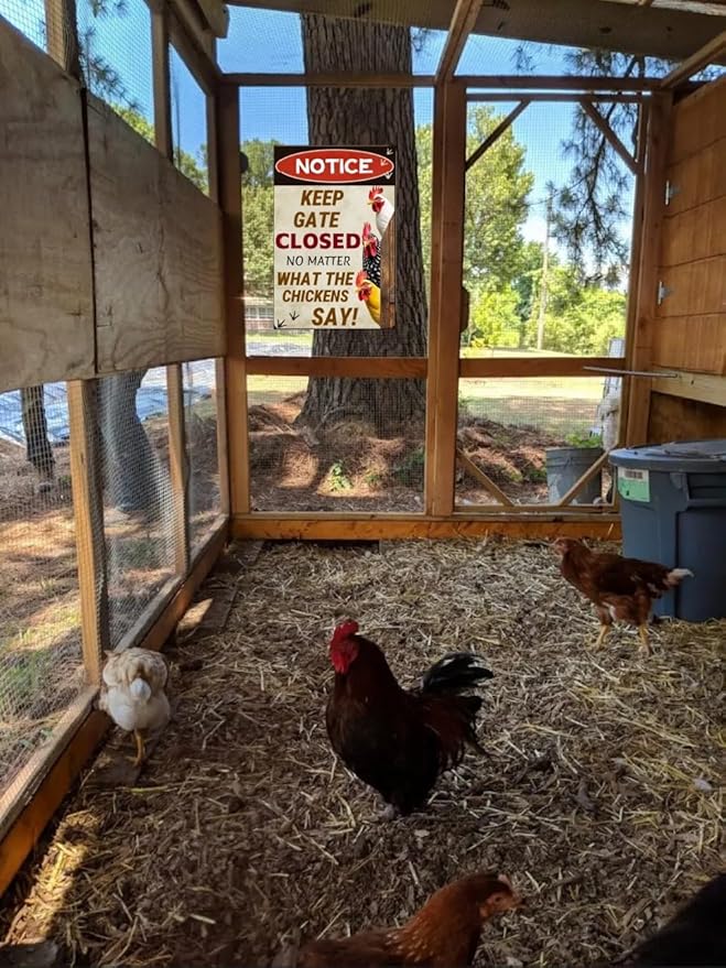 Keep Gate Closed Sign - Rustic Farm Metal Sign for Chicken Coop, Yard, Garden Fence or Outdoor Barn Decor, 12x8 Inch