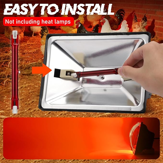 1PCS 250W Chicken Coop Heat Lamp Bulb, Replacement Bulb for Chicken Coop Heater, Heating Tube Lamp for Chick & Poultry or Small Animals, Red Replacement Tube Fit Standard Brooder Heater