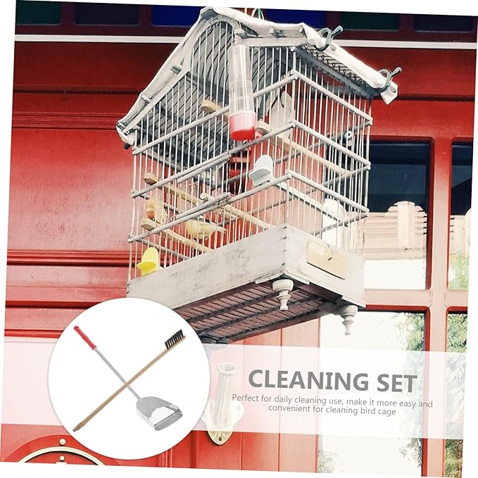 HANABASS 2Pcs Bird Cage Cleaning Tools Set Brush Shovel for Parrots and Birds Essential Supplies for Daily Cleaning Convenient Habitat Care