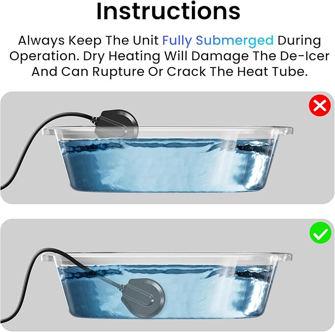 50 Watt Bird Bath De-Icer with Thermostat, Cast Aluminum Submersible Chicken Water Heater, Pond De-Icer, Heated Bird Bath