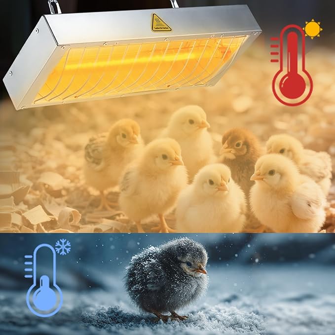 600W Chicken Coop Heater Bulb, Replacement Bulb Accessories for Chicken Heat Lamp, Brooder Heater Tubes for Chicks, Poultry, Pets, 2 Pack