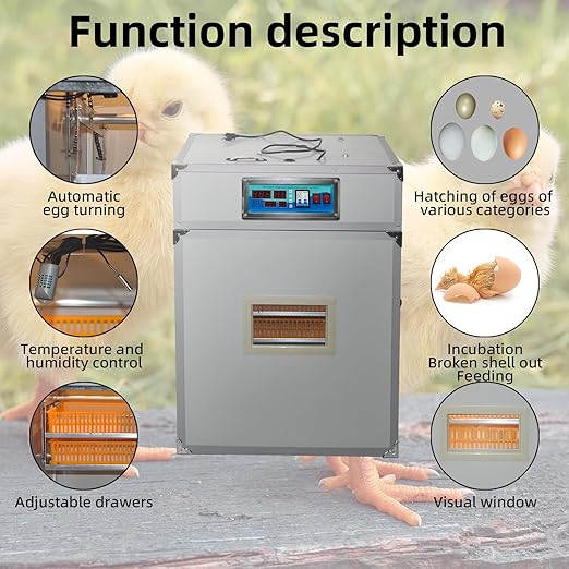 264 Egg Digital Cabinet Incubator，Poultry Hatching Breeding Cabinet Incubator for Auto Egg Turning, Temp/Humidity Control, Thermostatic for Chicken/Duck/Goose/Quail Bird.