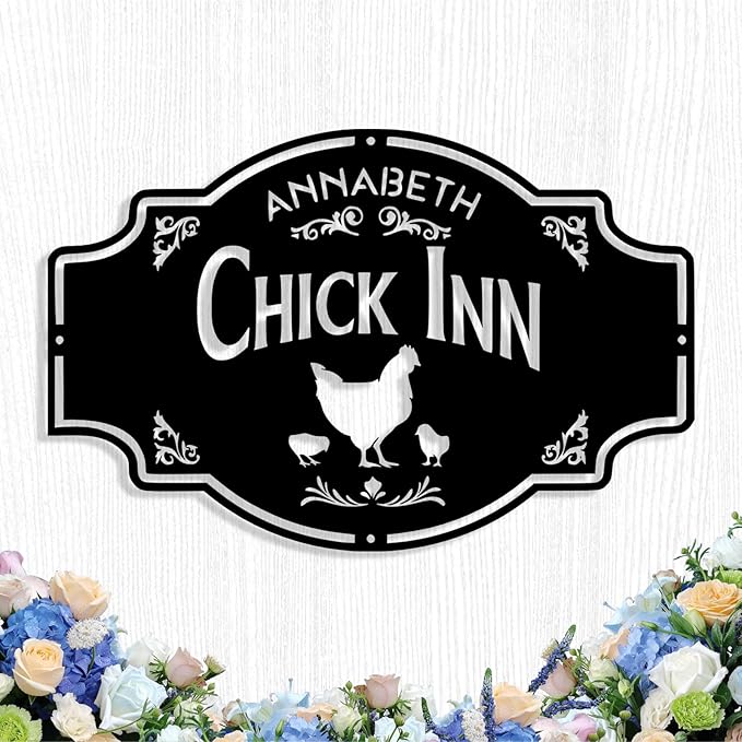 Custom Chicken Coop Metal Sign, Personalized Chicken Coop Sign for Outside, Custom Metal Hen House Farm Signs, Chickens Hen House Farmhouse Wall Art Decor
