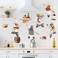 Mfault Italian Fat Chefs Wall Decals Stickers, Funny Cooker Baker Food Cooking Decorations Kitchen Art, Home Dining Room Restaurant Decor