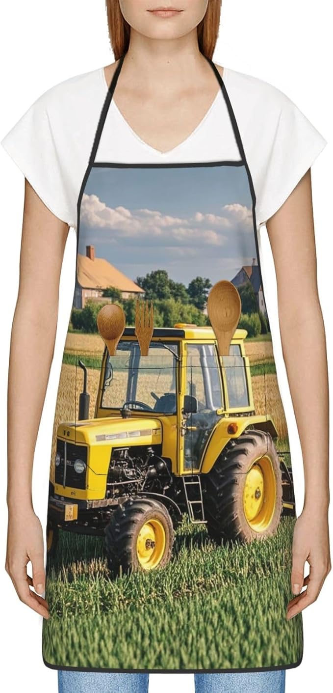 Waterproof Apron Adjustable Bib for Women Men Tractor farm Cooking Aprons Chef Bibs with 2 Pocket