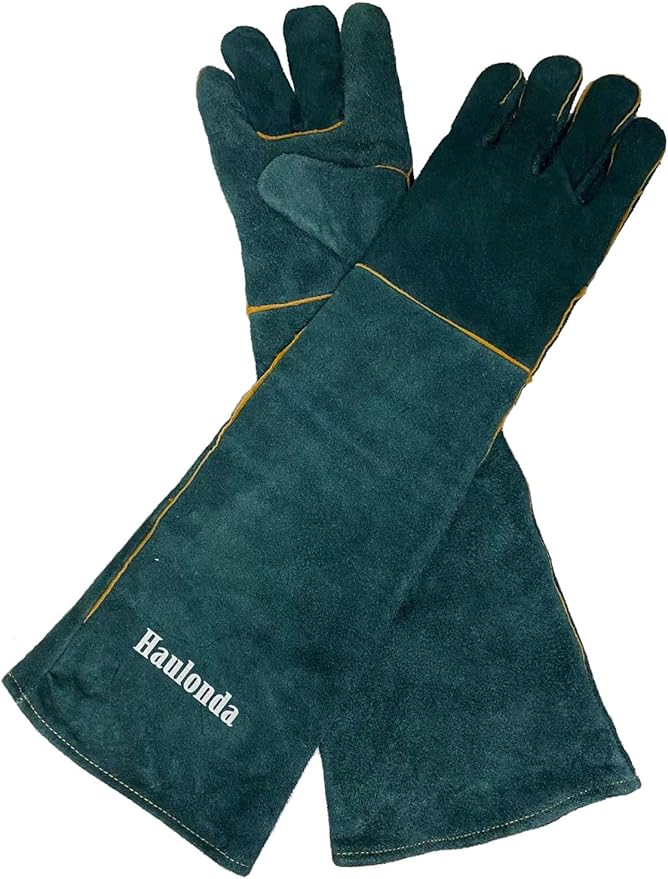 Animal Handling Gloves Bite Proof,23.7 inch Leather Bite Proof Gloves for Grabbing Reptile, Grooming, Trips to Vet. Puncture & Scratch Resistant, Bite Proof for Cat Dog Bird Falcon Livestock Snake