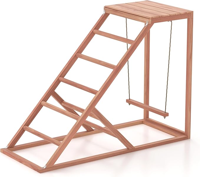 Chicken Roosting Bars with Bird Swing, Ramp, Bars Toys for Pet's Health & Happy, Chicken Perch Easy to Clean, Exercise The Bird's Claws Suitable for Backyard Farms 38.11 X 15.75 X 27.95 (A)