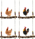 Chicken Bird Swing,Chicken Perch,Natural Wooden Swing Toys,Wood Stand for Chick,Safe and Relief of Stress,Chicken Coop Accessories,Coop Swing for Chicken Bird,Parrot,Hens (4pcs)