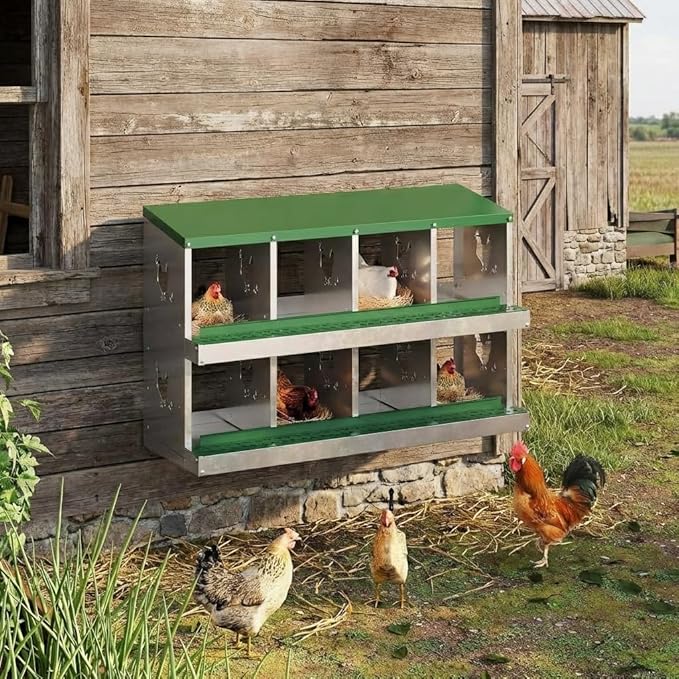 8 Holes Chicken Nesting Boxes, Nesting Boxes for Chickens, Easy to Clean and Install, Chicken Laying Box for Outdoor Chicken Coop Farm Yard, Green