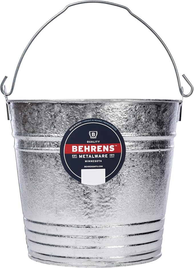 Behrens 1214 Hot-Dipped Galvanized Steel Utility Pail, 14-Quart, Gray
