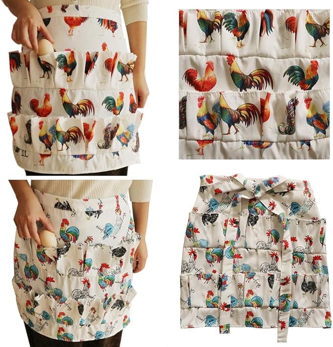 Egg Collecting Apron and Basket, 12 Pockets Fresh Chicken Egg Collecting for Farmhouse for Kids Adult