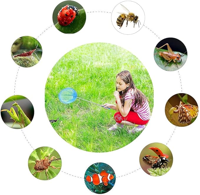 Kids Telescopic Butterfly Nets, 6 Pack Colorful Insect Net Perfect Outdoor Tools for Catching Bugs Fish Insect Ladybird, Extendable 34 Inches and Anti Slip Grip