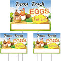 Hicarer 3 Pcs Farm Fresh Eggs for Sale Sign 12 x 16 Inch Large Fresh Chicken Eggs for Sale Yard with 6 Stakes Weatherproof Corrugated Plastic Farm Sign Outdoor Home Decor