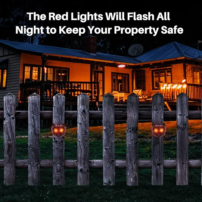 8 Pack Solar Predator Deterrent Lights,Nocturnal Animal Repeller with Red Flashing LED,Waterproof Coyote Deterrent Devices for Chicken Coops,Garden & Yard - Protects Against Fox,Raccoon,Skunk,Deer