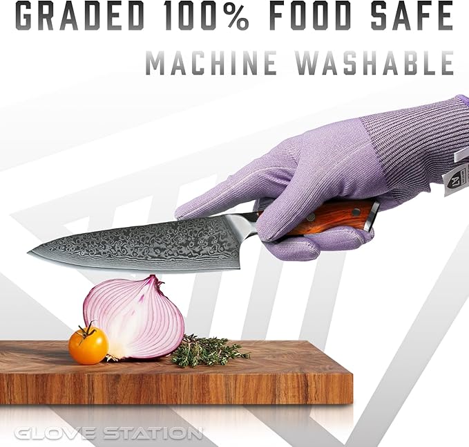 Glove Station Ultra Durable Series Cut Resistant Gloves - Cutting Gloves for Chefs, BBQ and Cooking - Level 7 Protection, Food Grade Safe Cut - Orchid Purple, X-Large