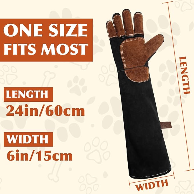 HANDLANDY 24 Inches Animal Handling Gloves Bite-Proof, Scratch-Resistant, Pet Gloves for Dogs, Cats, Falconry, Gardening