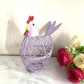 Chicken Wire Egg Basket Egg Holder Farmhouse Rustic Vintage Rooster Decor Chicken Shaped Egg Basket Fruit Storage Wire Basket For Collecting And Countertop Storing Egg (Purple)