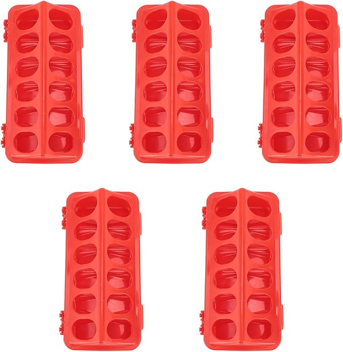 5Pcs Plastic Flip Top Poultry Feeder, Automatic No Waste Feeding with Holes for Birds Chick