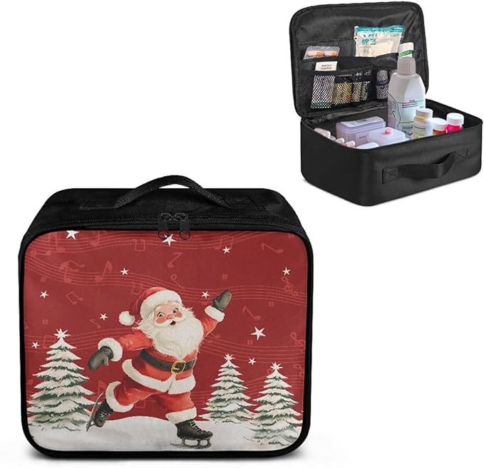 Rnyleeg Santa First Aid Kit for Home Christmas First Aid Bag Empty Travel Medicine Bag Organizer Medium Sports Medical Kit Portable