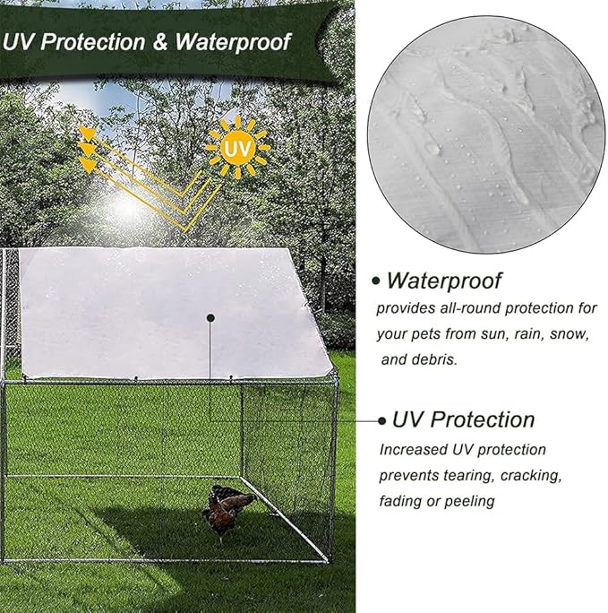 Large Metal Chicken Coop,Walk-in Poultry Cage,Outdoor Hen Run House with Waterproof and Anti-Ultraviolet Cover Rabbits Habitat Cage for Outdoor