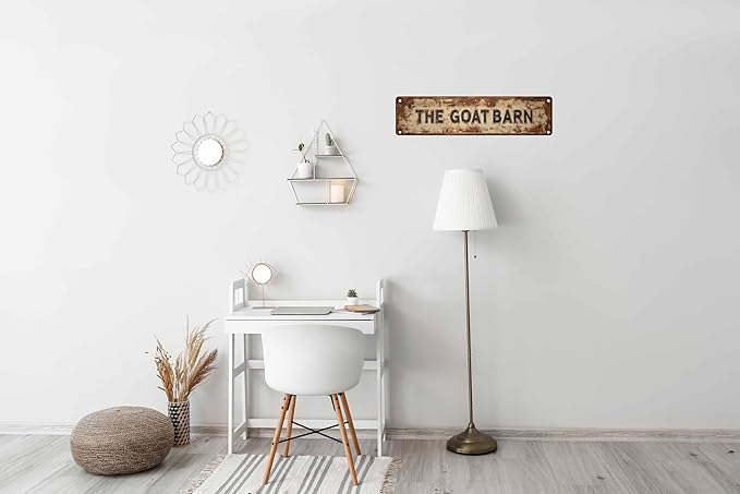 Vintage Tin The Goat Barn Sign Retro Metal Sign Suitable For Home Farm And Sheep Shed - Multi-Purpose Metal Sign For Indoor/Outdoor Use Plaque 4x16 Inch