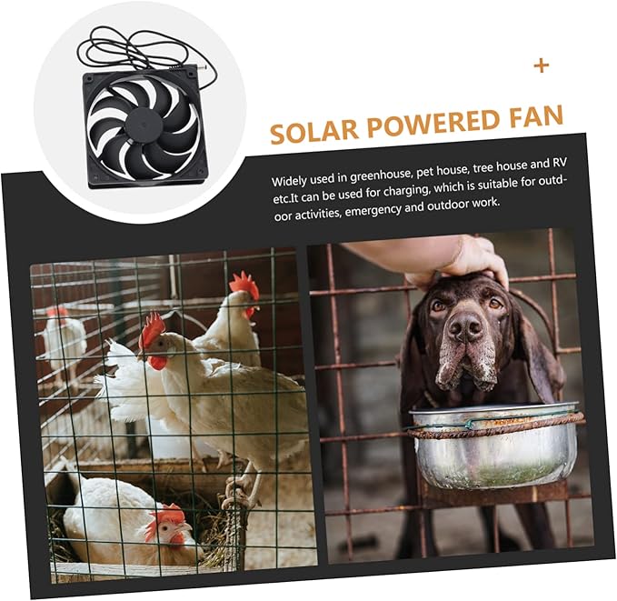Yardwe 2sets Solar Powered Chicken Coop Fan Exhaust Ventilation System for Small Greenhouse Air Circulation Energy Saving Easy to Install