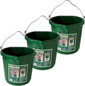 Farm Innovators 3 Pack Heated Water Bucket, 120W Heating Power - Flat Back 5 Gallon Plastic Bucket with Cord Storage for Livestock Watering & Feeding