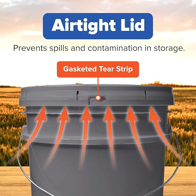 ePackageSupply 5 Gallon Plastic Bucket with Airtight Lid | Made in USA | Food Grade Bucket | BPA-Free | Heavy Duty 90 Mil All Purpose Pail | One 12" Rubber Mallet & One Lid Opener Included | 3 Pack