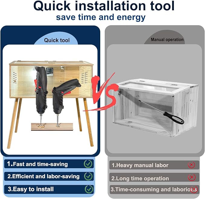 Brooder Box for Chicks, Kit with Heat,Chick Brooder Box with Sliding Door,with Thermostat,Table Legs, Temperature and Humidity Meter,Suitable for Quails/Chicks/Ducks/Quails/Hamsters (40×16×16 inches)