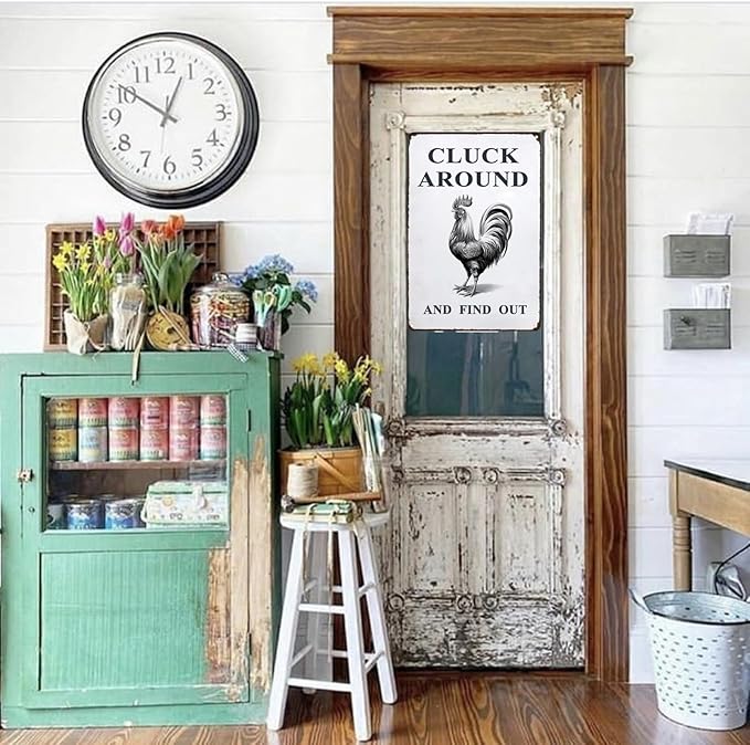 Funny Chicken Gifts Chicken Coop Sign Chicken Signs for Home Garden Farm Chicken Coop Farmhouse Kitchen Decor(8 X 12) Inch