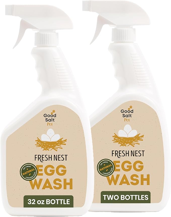 Good Salt Pet Fresh Nest Egg Wash Spray, Natural Cleaner for Freshly Laid Eggs, Made in the USA, 32 Ounce Bottle, 2-Pack