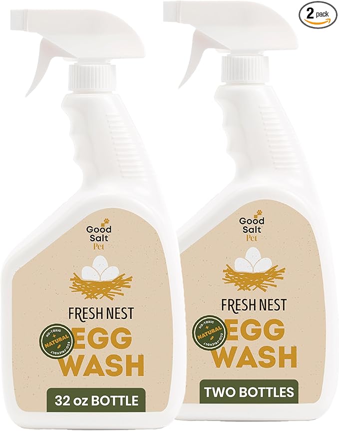 Good Salt Pet Fresh Nest Egg Wash Spray, Natural Cleaner for Freshly Laid Eggs, Made in the USA, 32 Ounce Bottle, 2-Pack