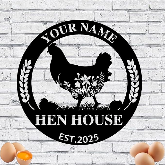 Custom Chicken Coop Metal Sign, Personalized Farmhouse Wall Decor, Vintage Fluffy Butt Hut Decor, Custom Name Sign for Farm, Gifts for Chicken Lovers